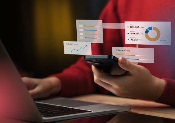 Seller reviewing sales dashboards on a laptop